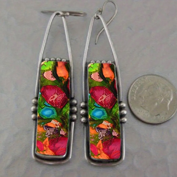 "Festive Gifting" 2pcs Vintage Bohemian Turquoise-Inspired Earrings - Picture 2 of 4